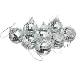 Kerstballen Disco Zilver - 8 Stuks