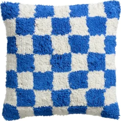 Kussen Check Blauw 45x45 Cm