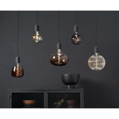 LED Lamp 22x22,5 Cm Bruin E27 Dimbaar