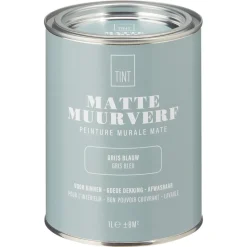 Muurverf Mat Grijs Blauw 1 L