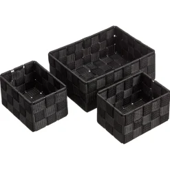 Opbergmanden Ligo Zwart - 3 Stuks