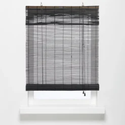 Rolgordijn Bamboe Zwart 100x220 Cm