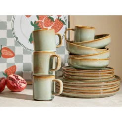 Serviesset 16-Delig Glazuur Groen